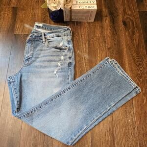 Kancan Straight Leg Jeans Medium Blue Wash Retro Flattering Closure Jean 30